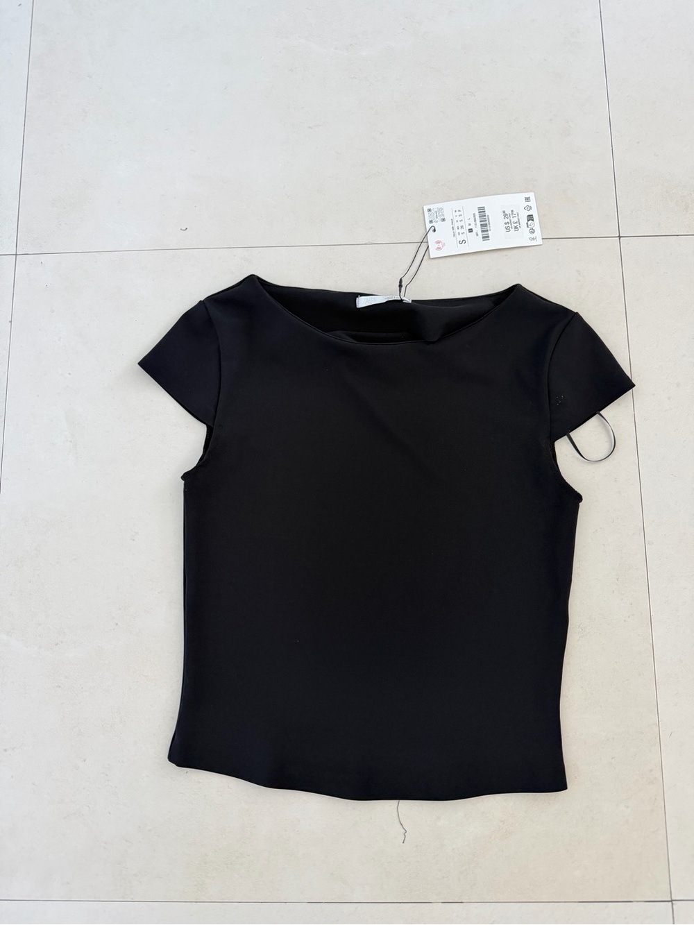 Zara Black Cap Sleeve Women's Top